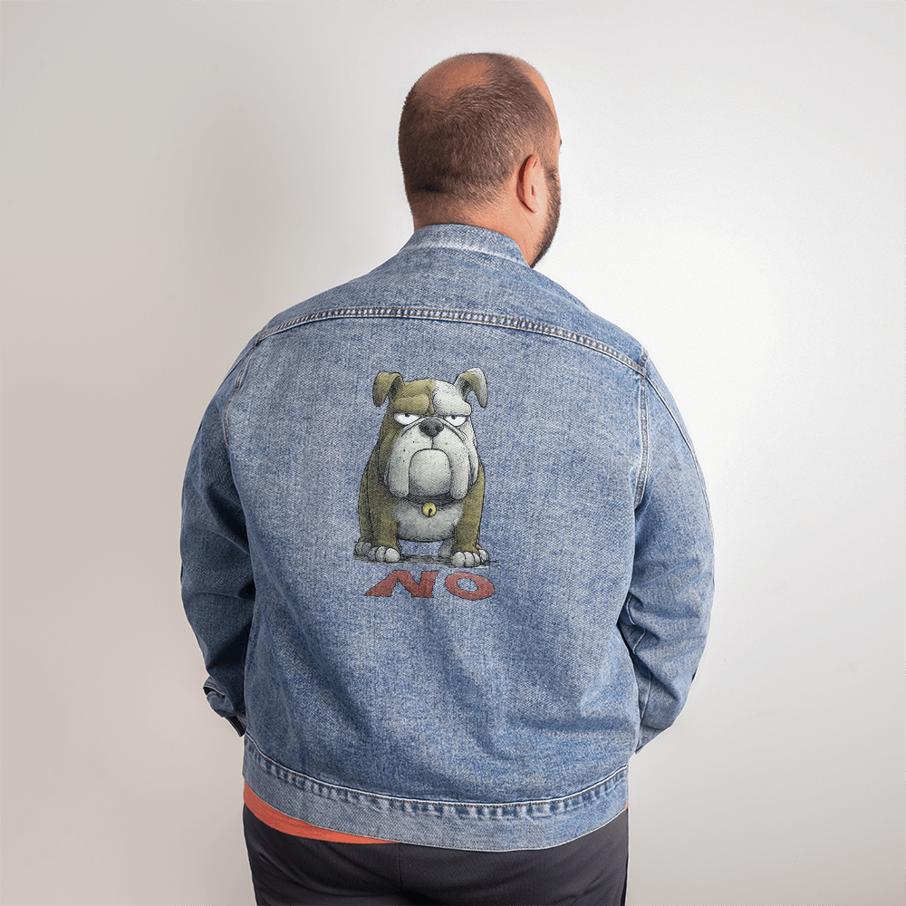 Bull Dog Says No Men's Denim Blue Jacket