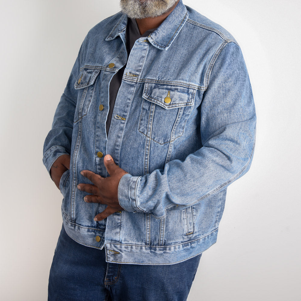 Land of the Free Because of the Brave Men's Blue Denim Jacket