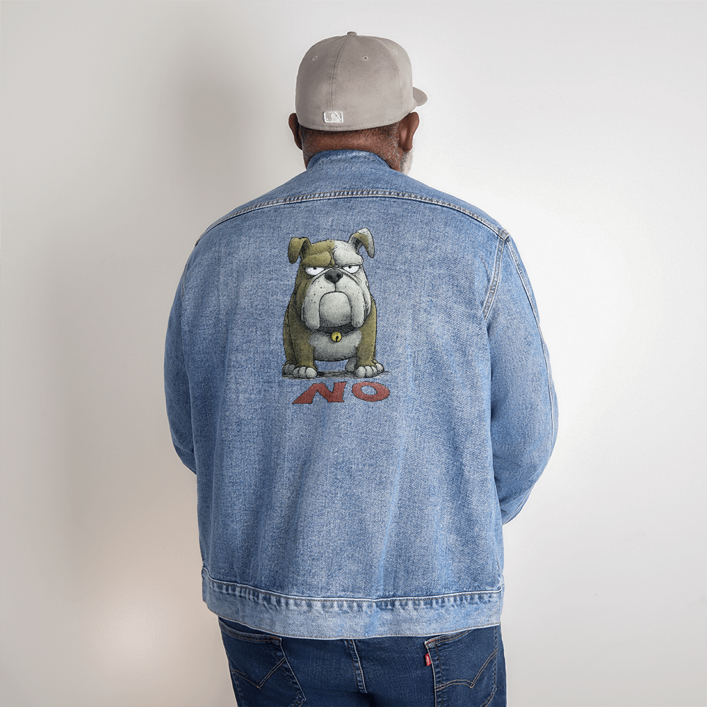 Bull Dog Says No Men's Denim Blue Jacket