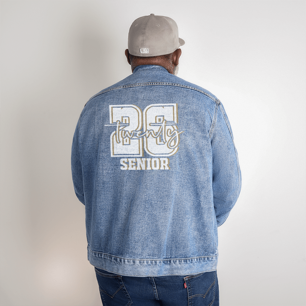 White Senior Twenty 26 Graduate Men's Denim Jacket