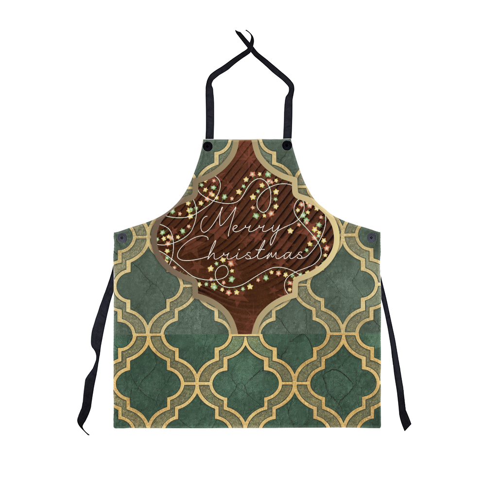 Merry Christmas Arabasque Tile Custom Apron