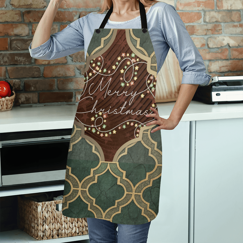 Merry Christmas Arabasque Tile Custom Apron