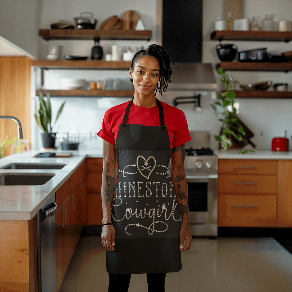 Rhinestone Cowgirl Black Graphic Apron