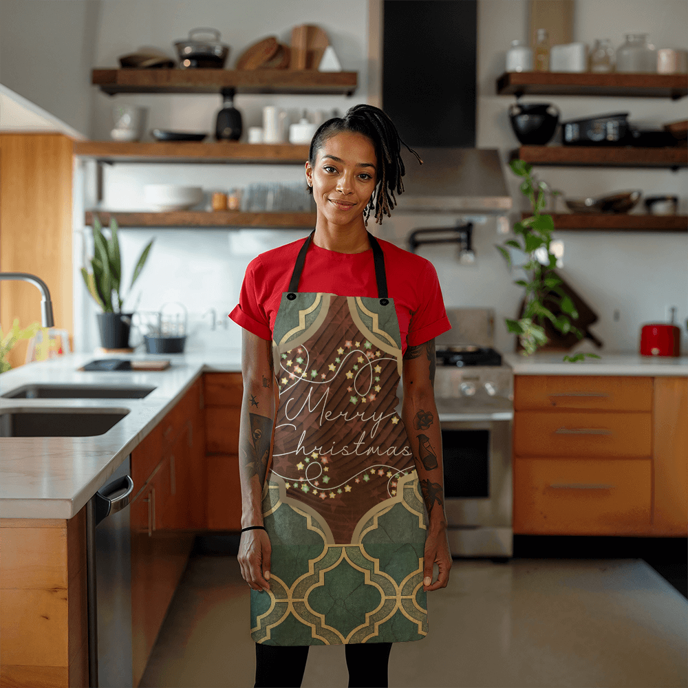 Merry Christmas Arabasque Tile Custom Apron