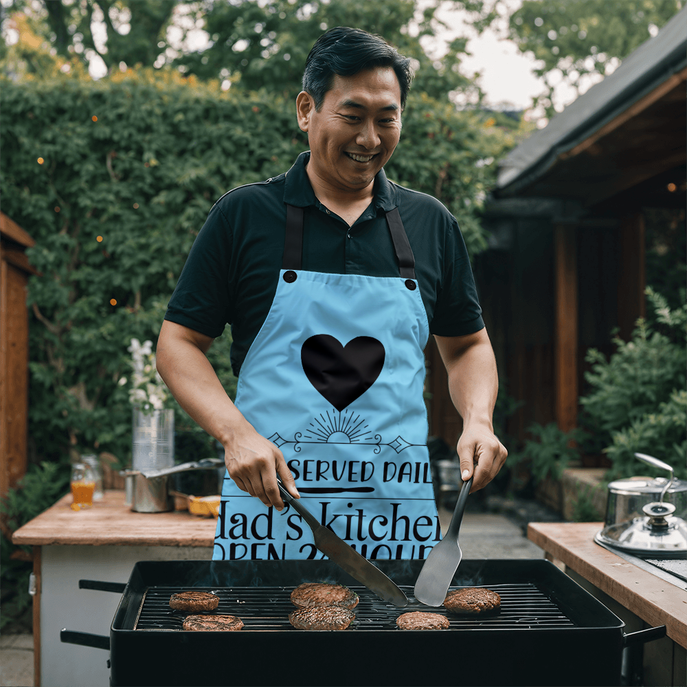 Dad's Kitchen Love Served Daily Graphic Apron