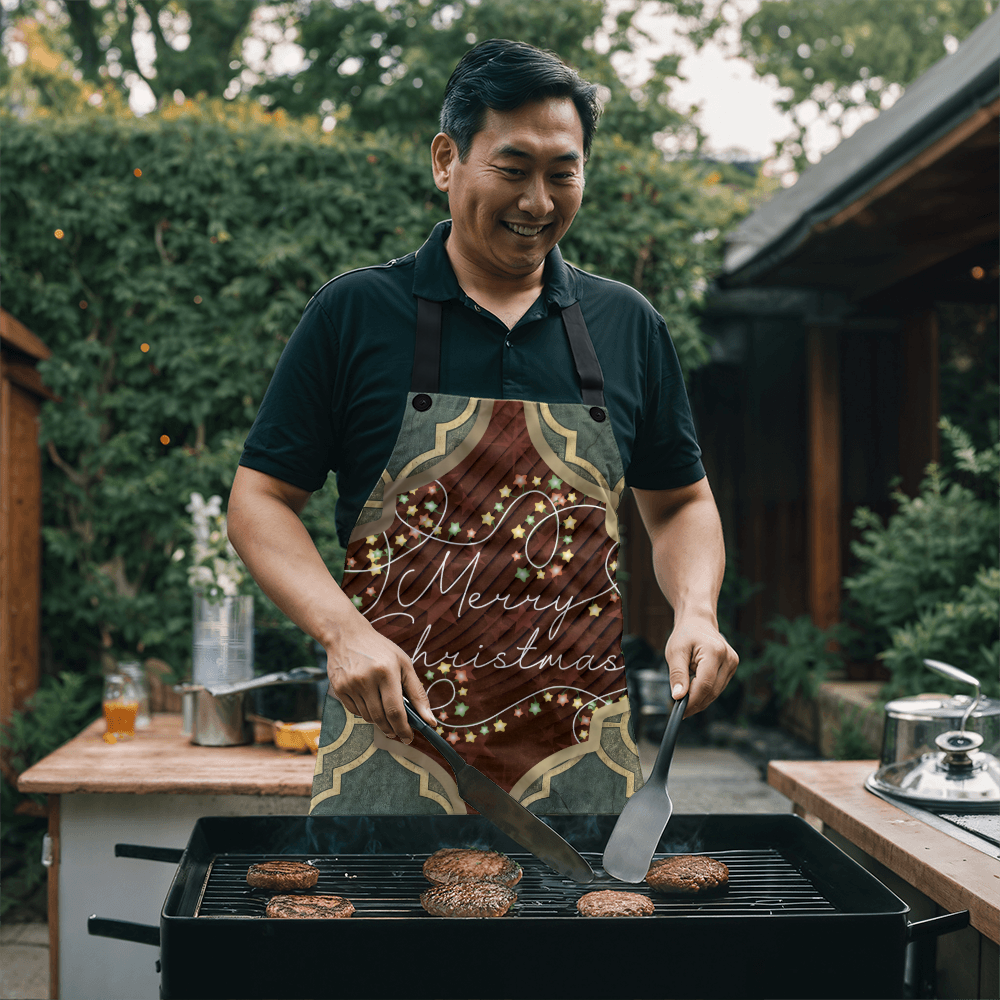 Merry Christmas Arabasque Tile Custom Apron
