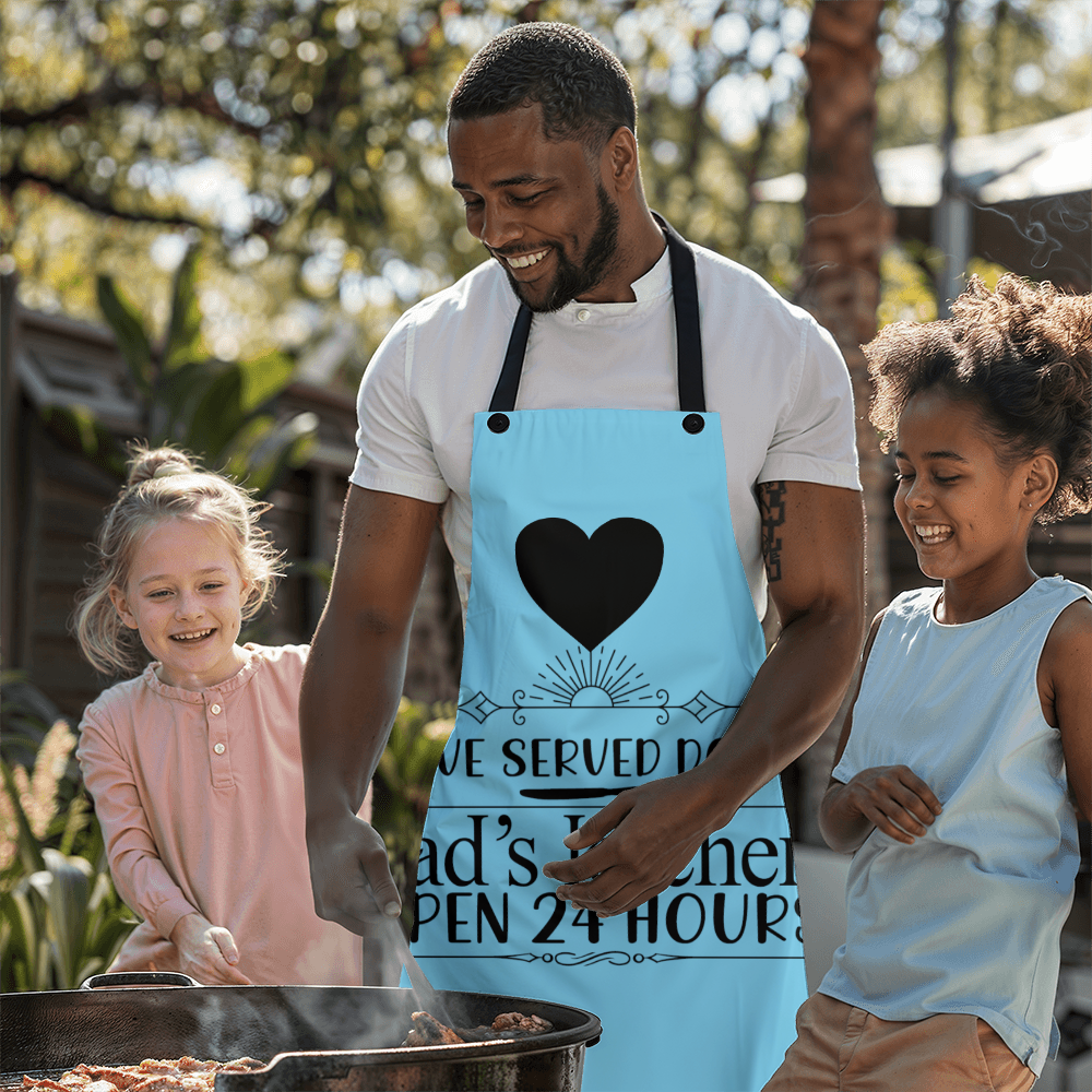 Dad's Kitchen Love Served Daily Graphic Apron