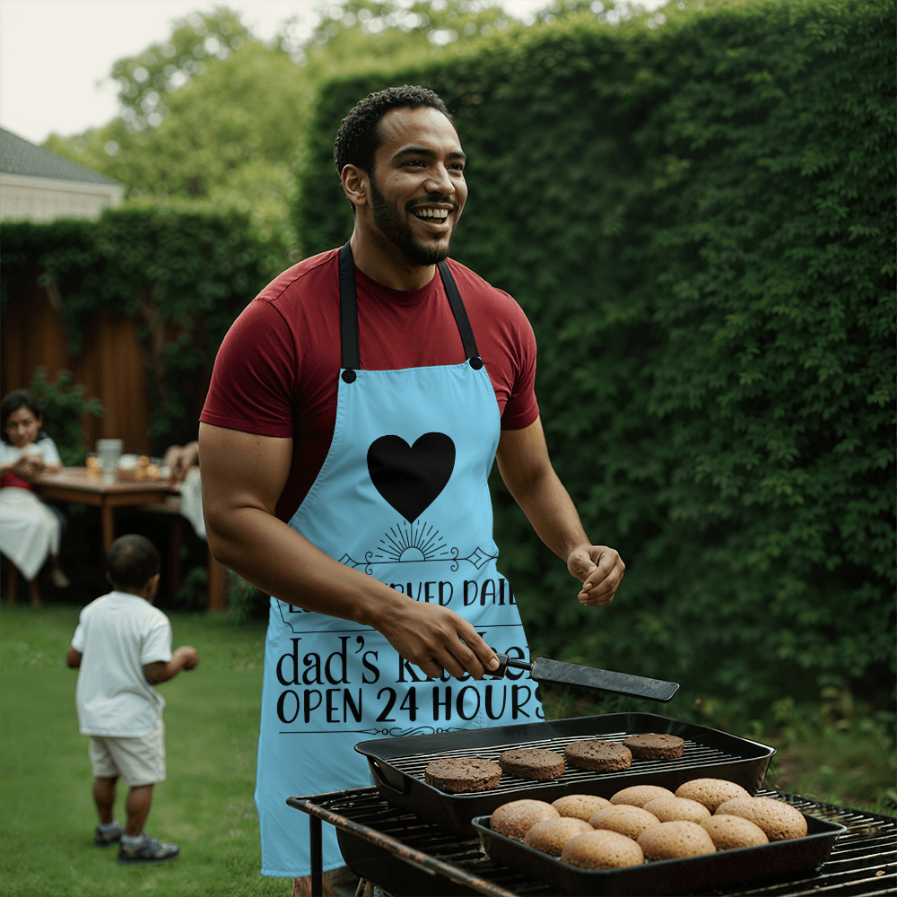 Dad's Kitchen Love Served Daily Graphic Apron