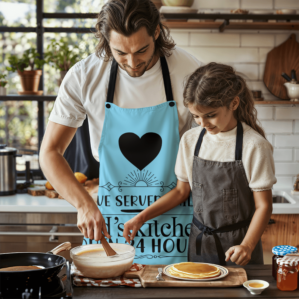 Dad's Kitchen Love Served Daily Graphic Apron