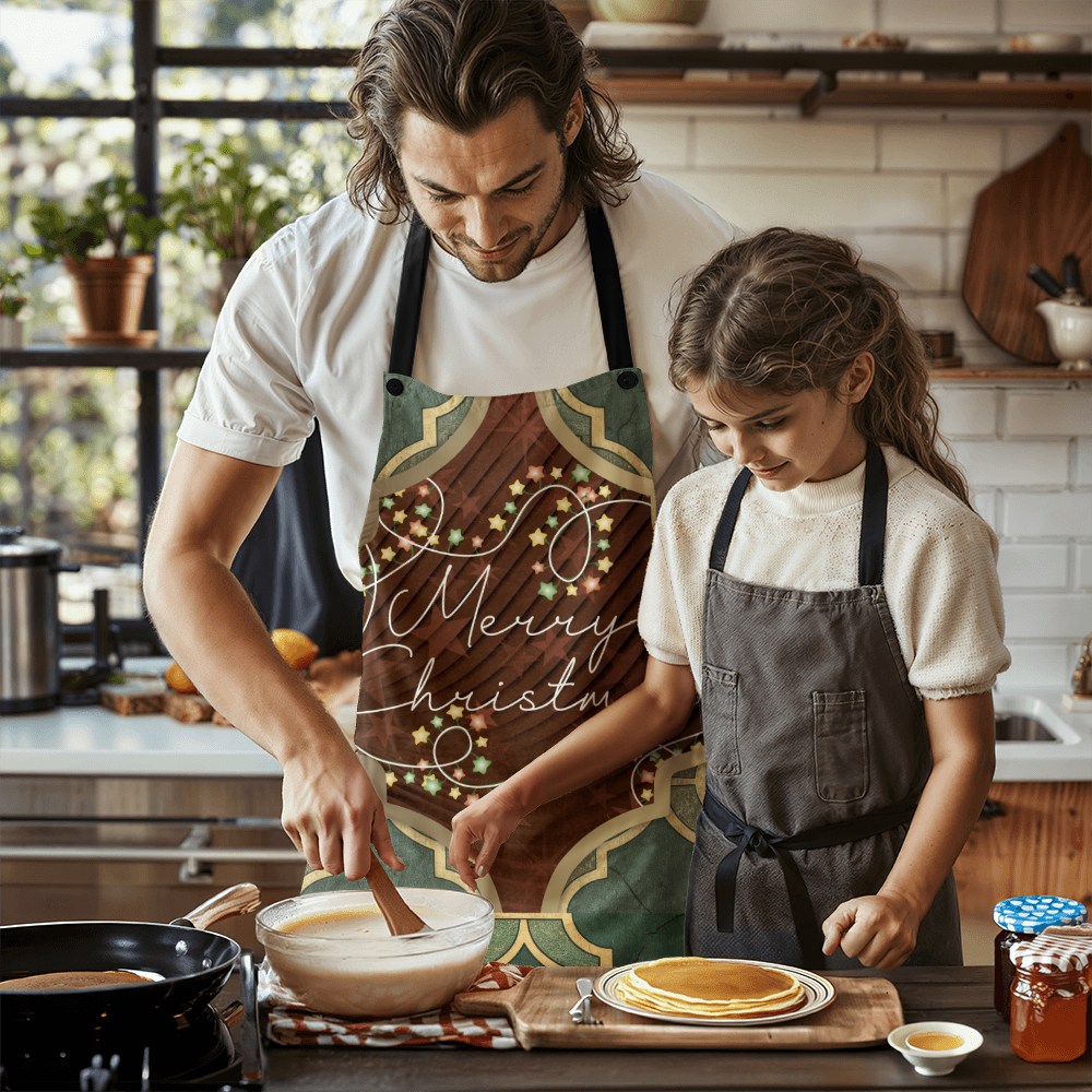 Merry Christmas Arabasque Tile Custom Apron