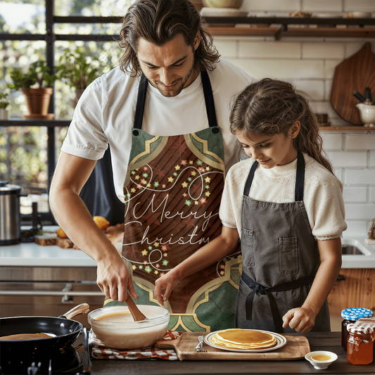 Merry Christmas Arabasque Tile Custom Apron