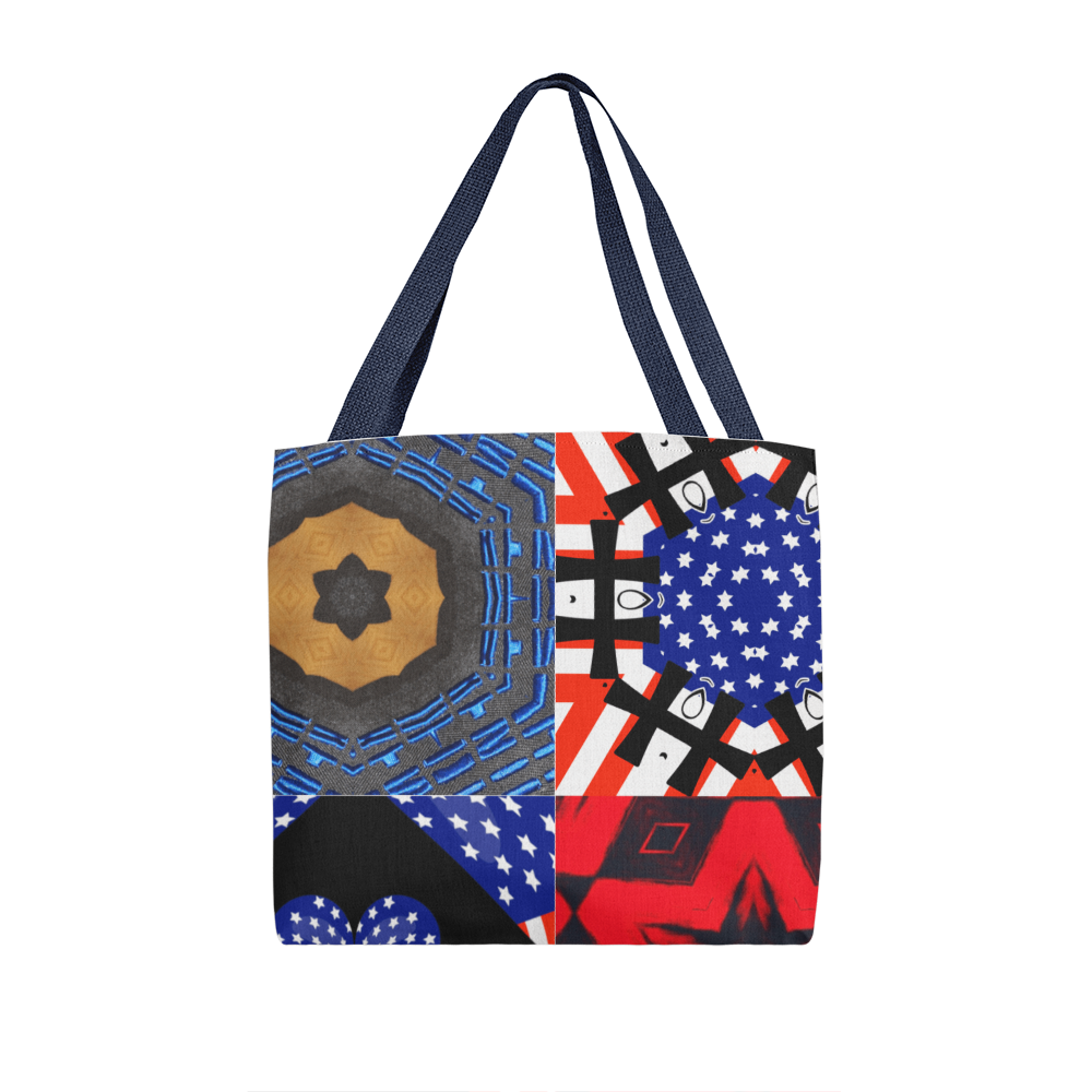 USA Patchwork Design Classic Tote Bag Available in 3 Sizes