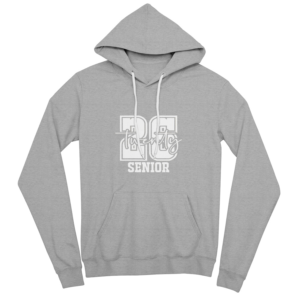 White Senior Twenty 26 Graduate Bella + Canvas 3719 Pullover Fleece Hoodie