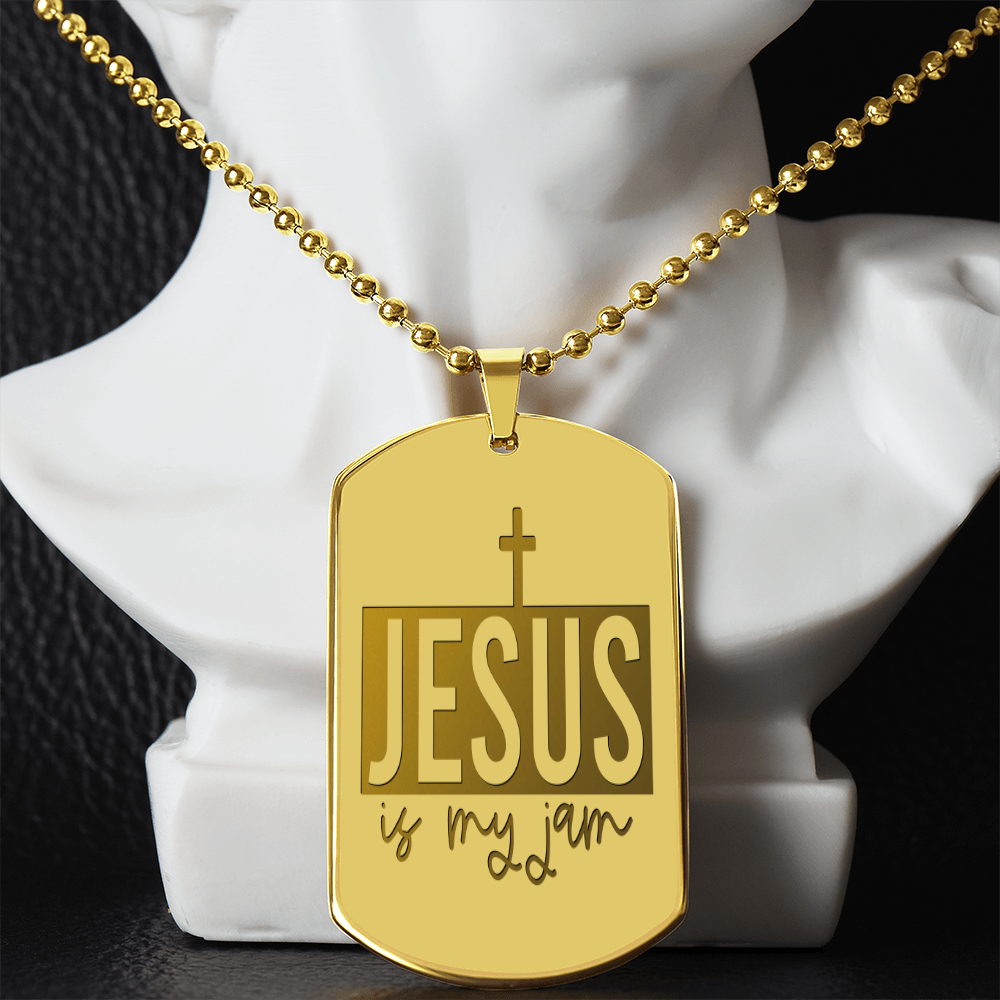 Jesus is My Jam Engraved Dog Tag Necklace