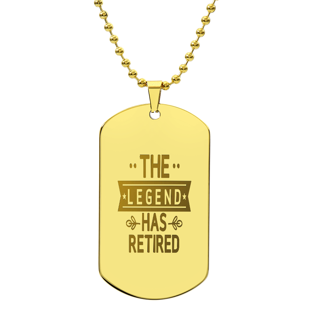 The Legend Has Retired Engraved Dog Tags Necklace