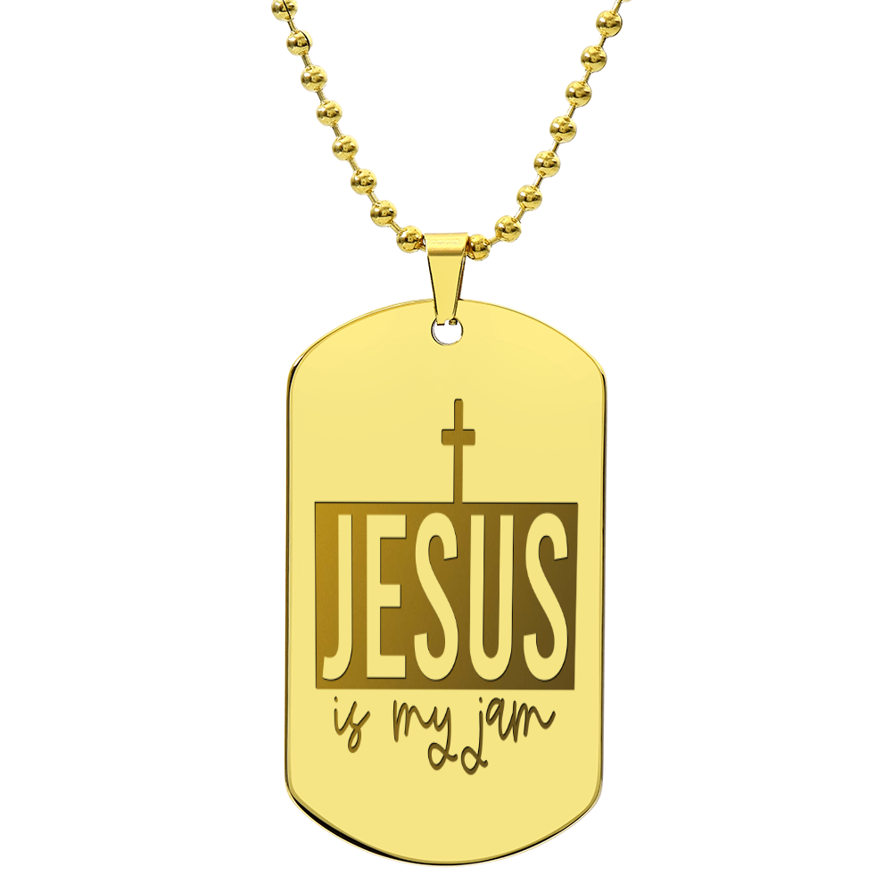 Jesus is My Jam Engraved Dog Tag Necklace