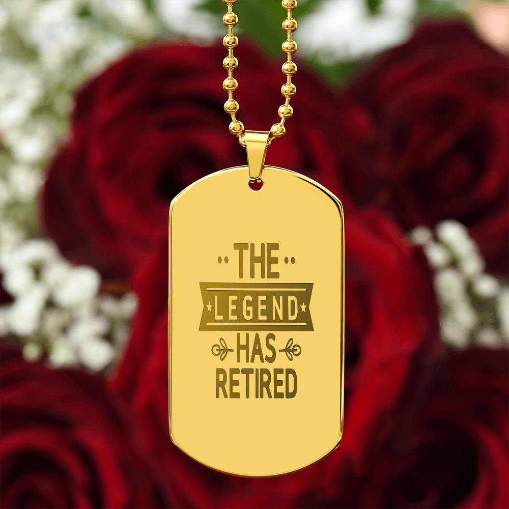 The Legend Has Retired Engraved Dog Tags Necklace