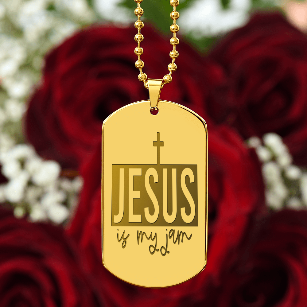 Jesus is My Jam Engraved Dog Tag Necklace