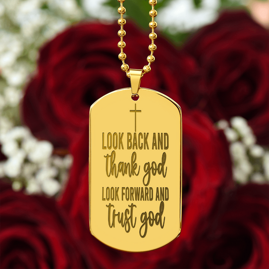 Look Forward Trust God Engraved Dog Tags Necklace