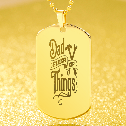 Dad Fixer of Things Father's Day Engraved Dog Tags Necklace