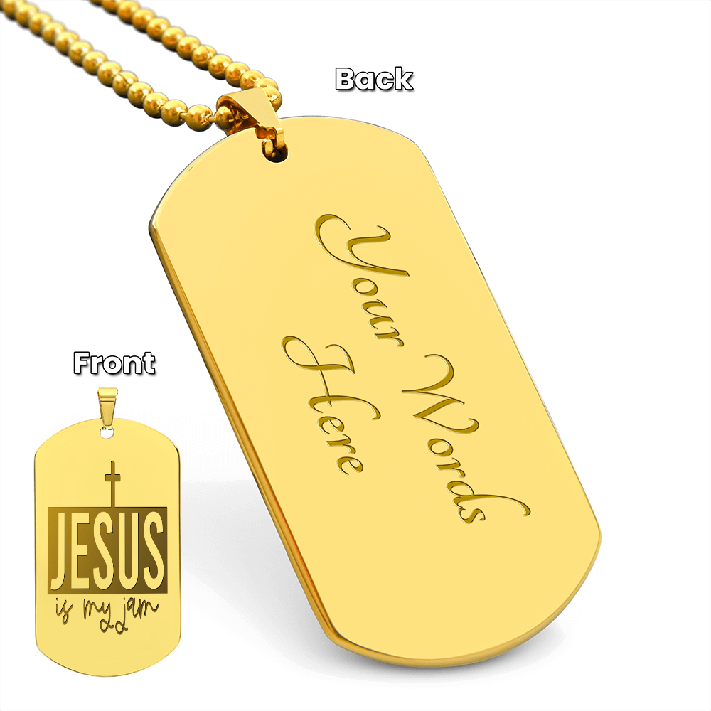 Jesus is My Jam Engraved Dog Tag Necklace