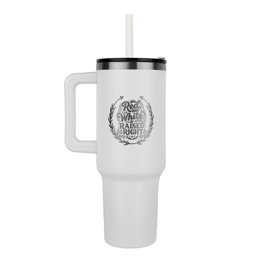 Red White & Raised Right Pinnacle Engraved 40oz Tumbler