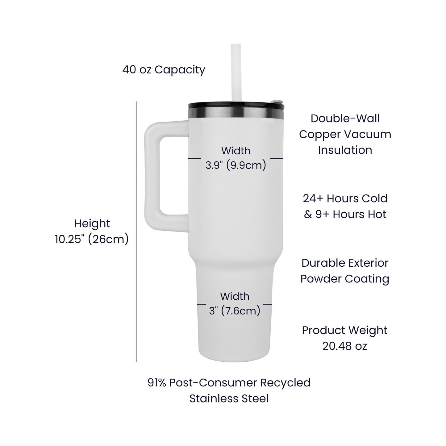 Happy Valentine's Day with Hearts Pinnacle 40oz Tumbler