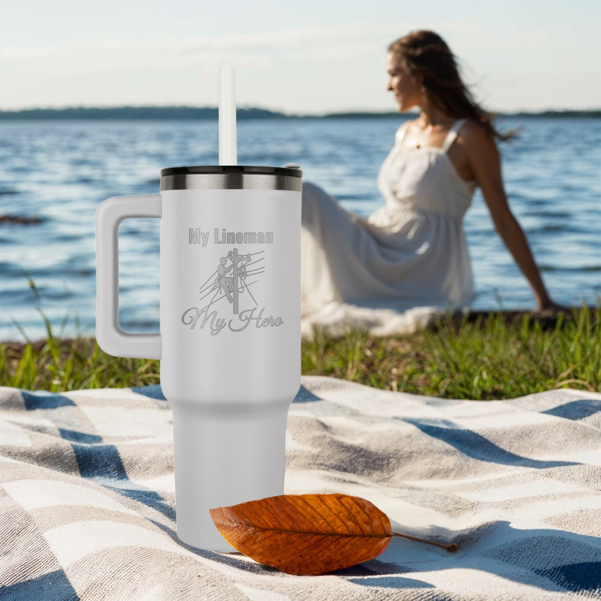My Lineman My Hero Engraved Pinnacle 40 oz Tumbler