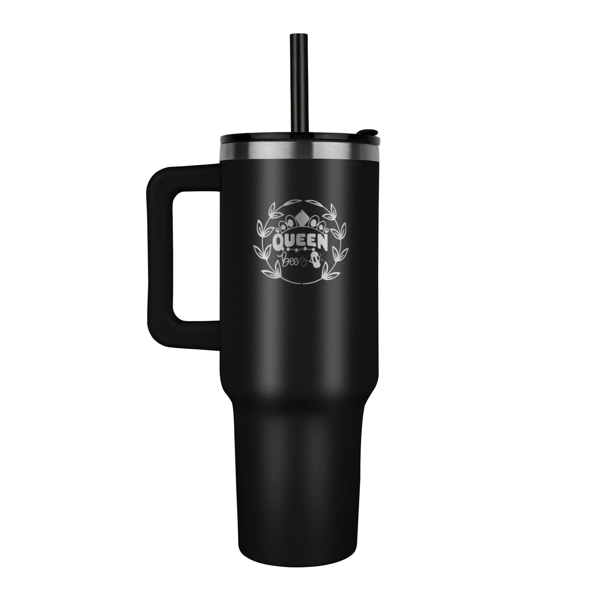 Queen Bee with Floral Frame Engraved Pinnacle 40 oz Tumbler