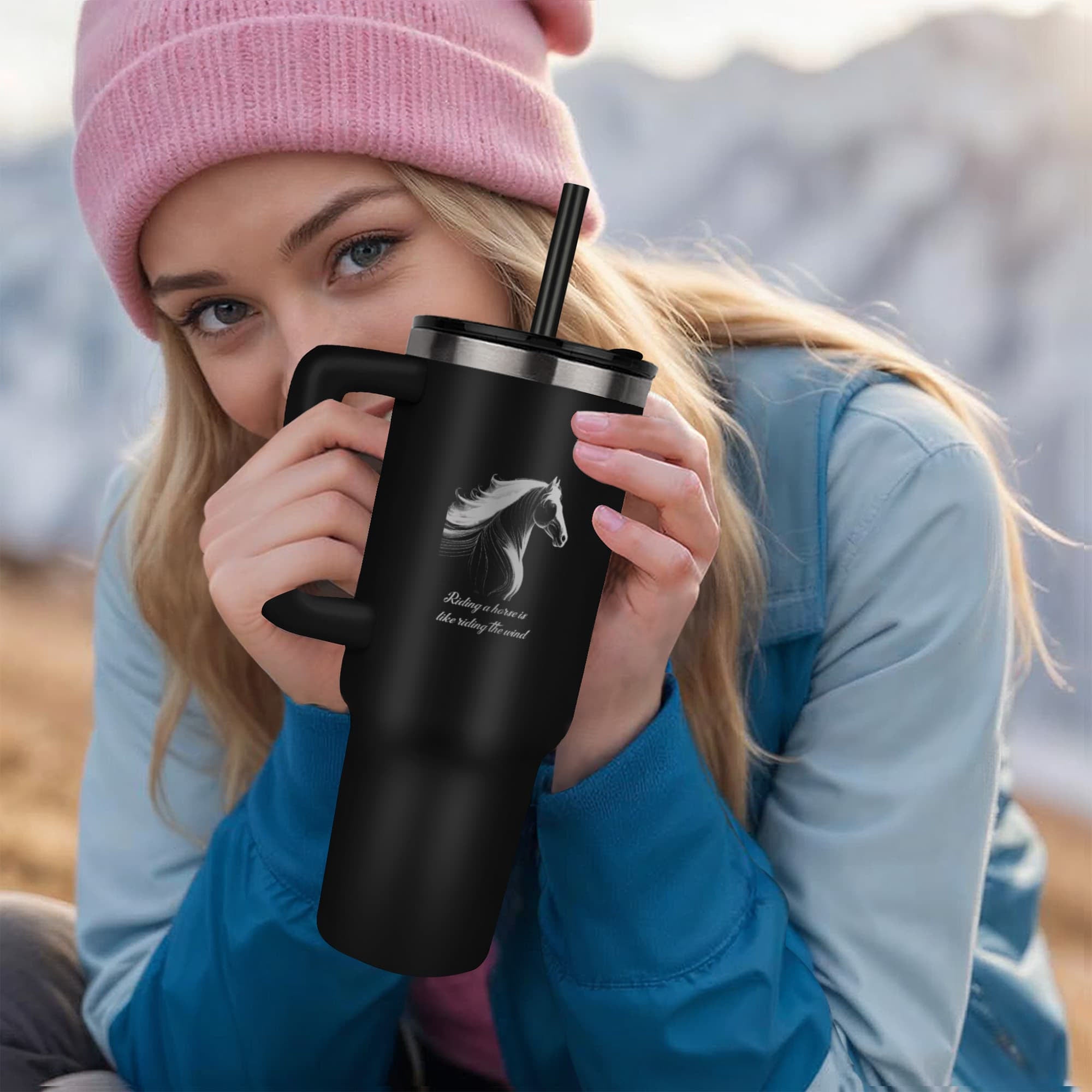 Riding a Horse is Like Riding the Wind Pinnacle 40oz Engraved Tumbler