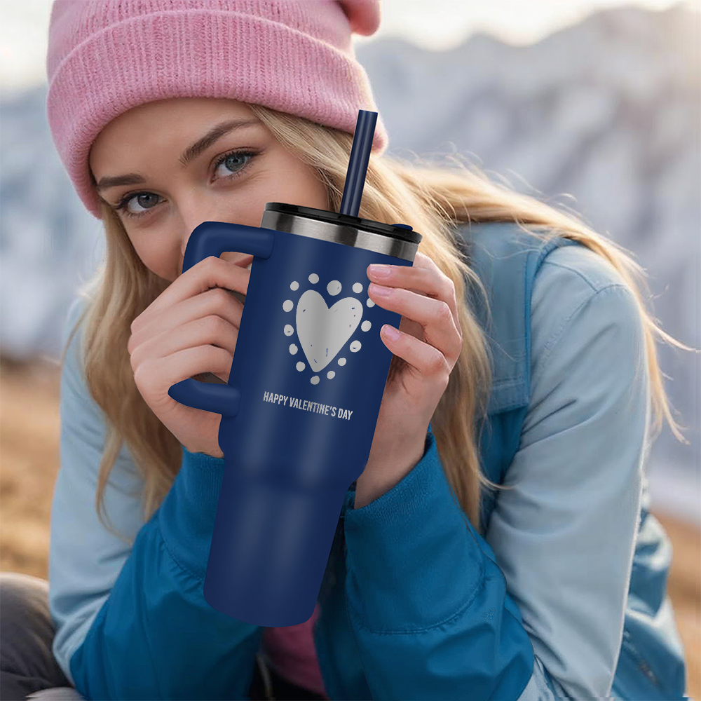 Happy Valentine's Day Heart Engraved Pinnacle 40 oz Tumbler