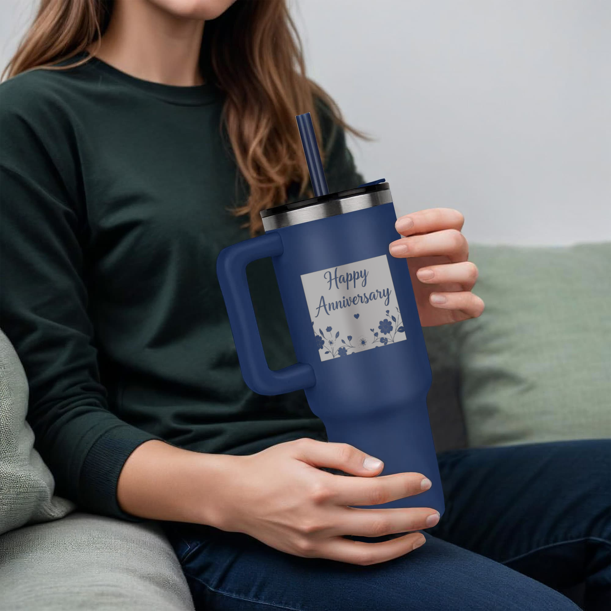 Happy Anniversary Engraved Pinnacle 40 oz Stainless Steel Tumbler