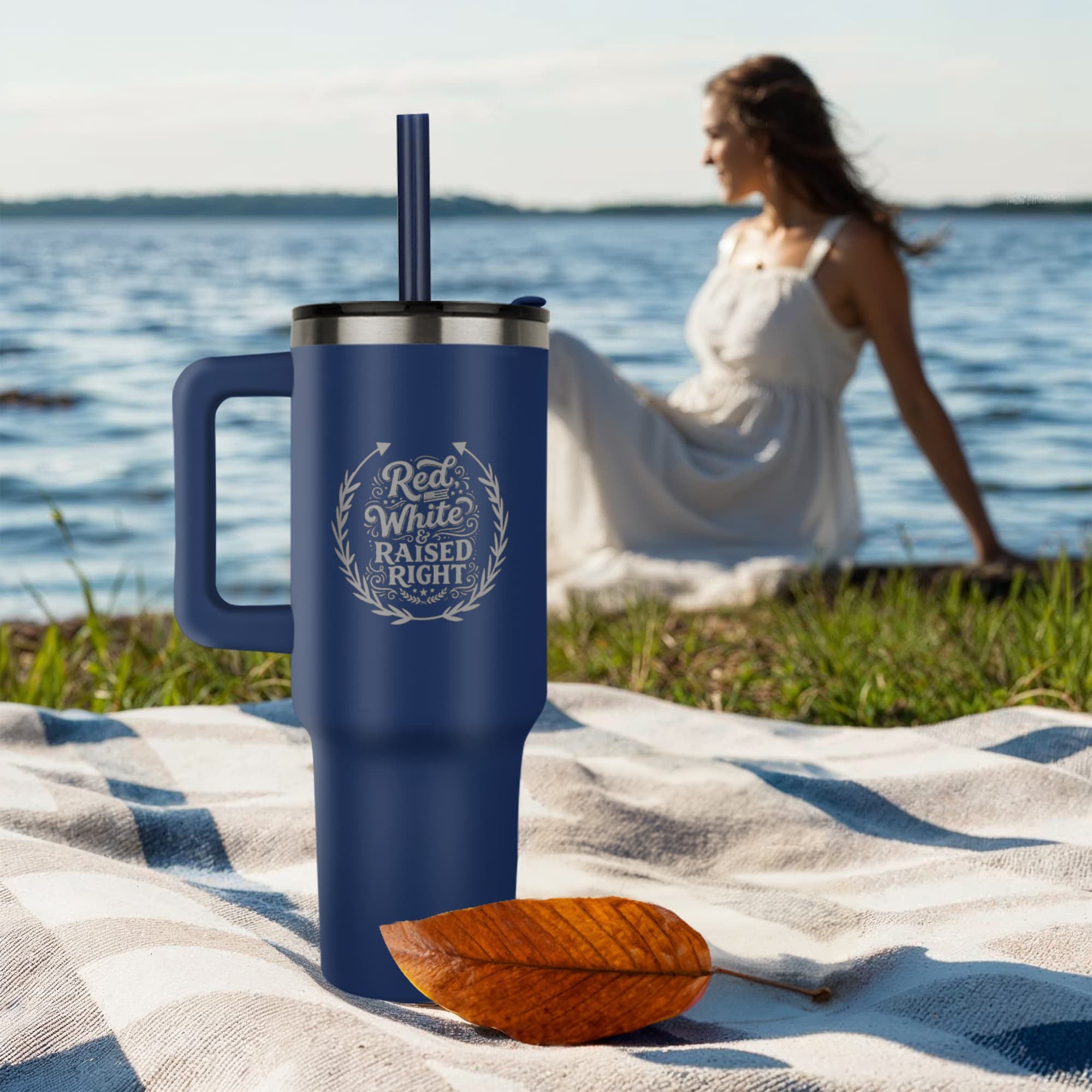 Red White & Raised Right Pinnacle Engraved 40oz Tumbler