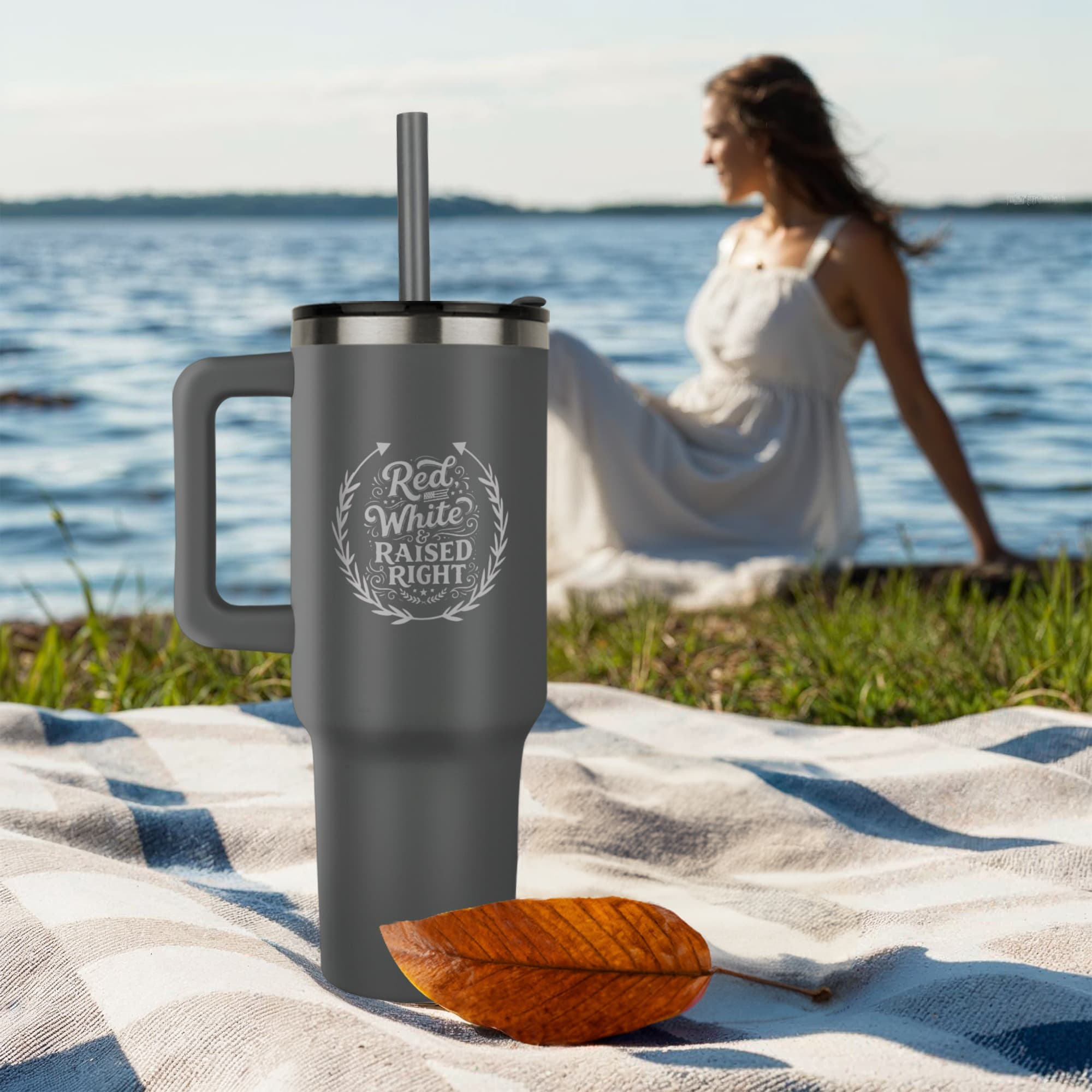 Red White & Raised Right Pinnacle Engraved 40oz Tumbler