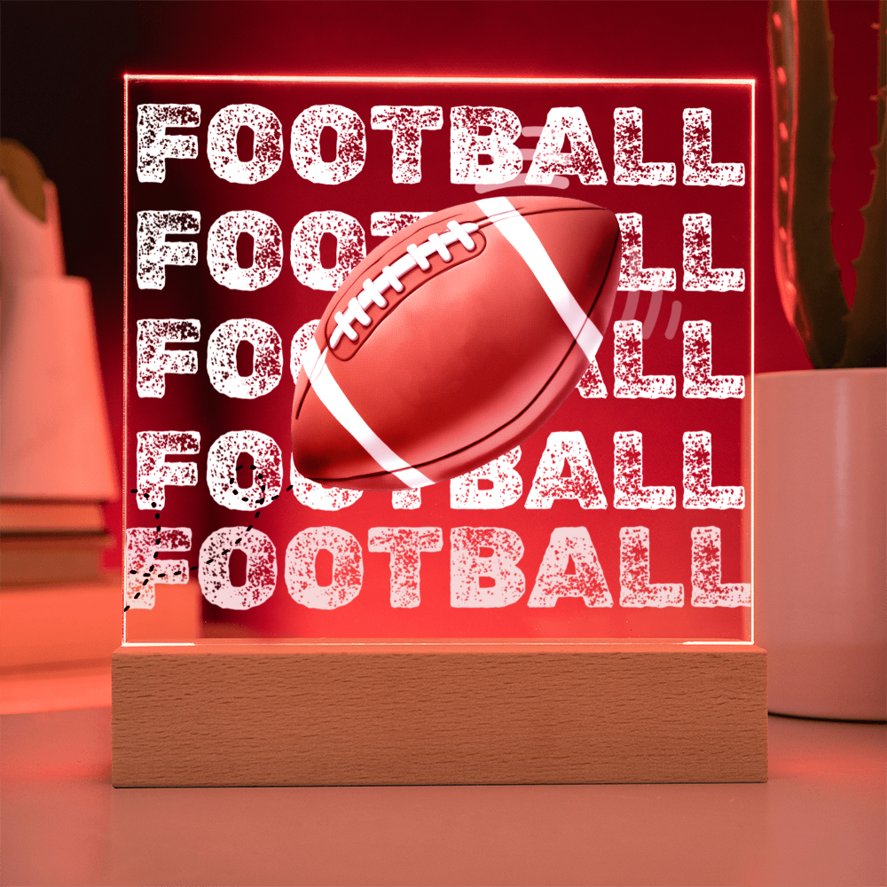 Football Fan Printed Square Acrylic Plaque with LED Base