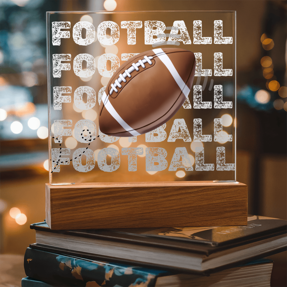 Football Fan Printed Square Acrylic Plaque with LED Base