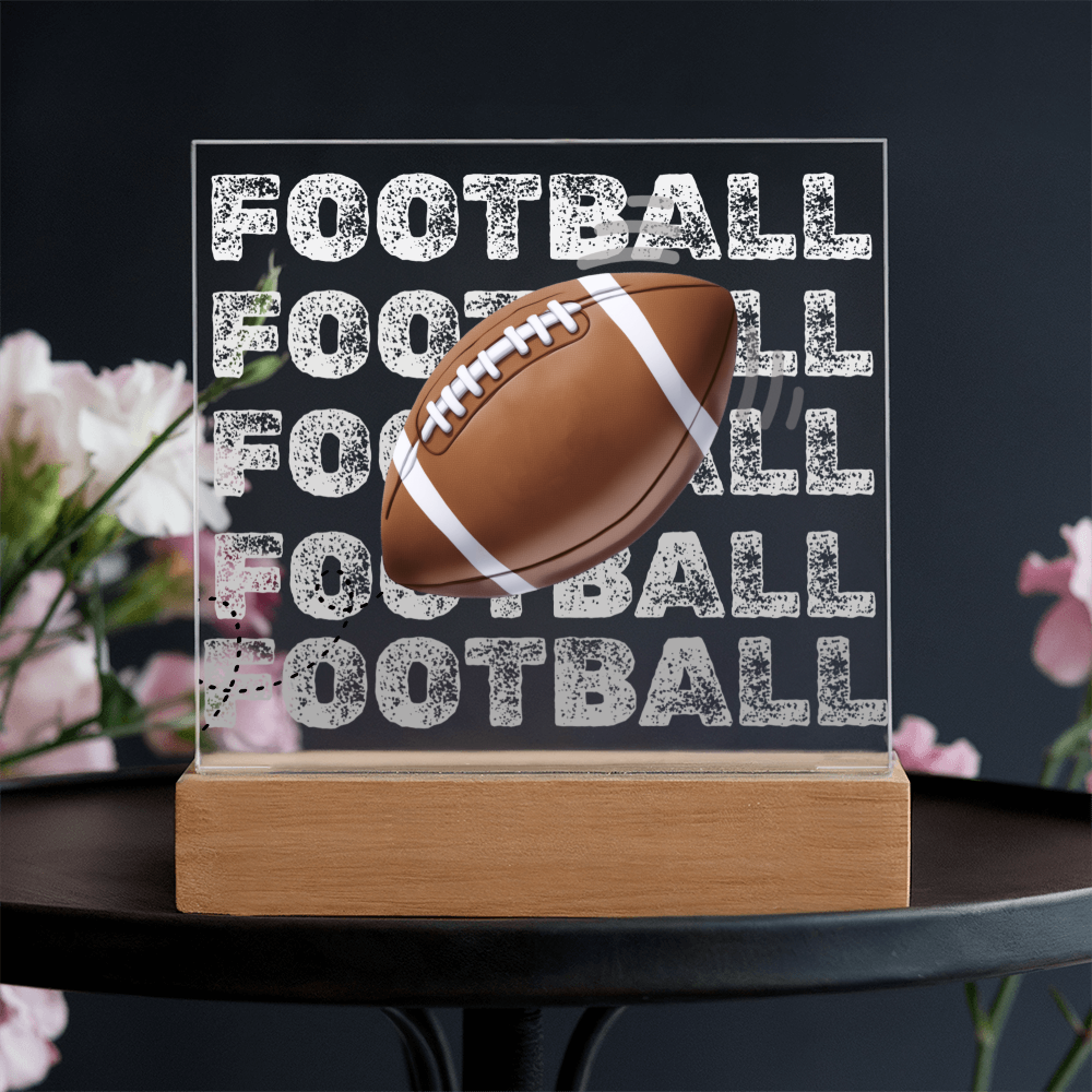 Football Fan Printed Square Acrylic Plaque with LED Base