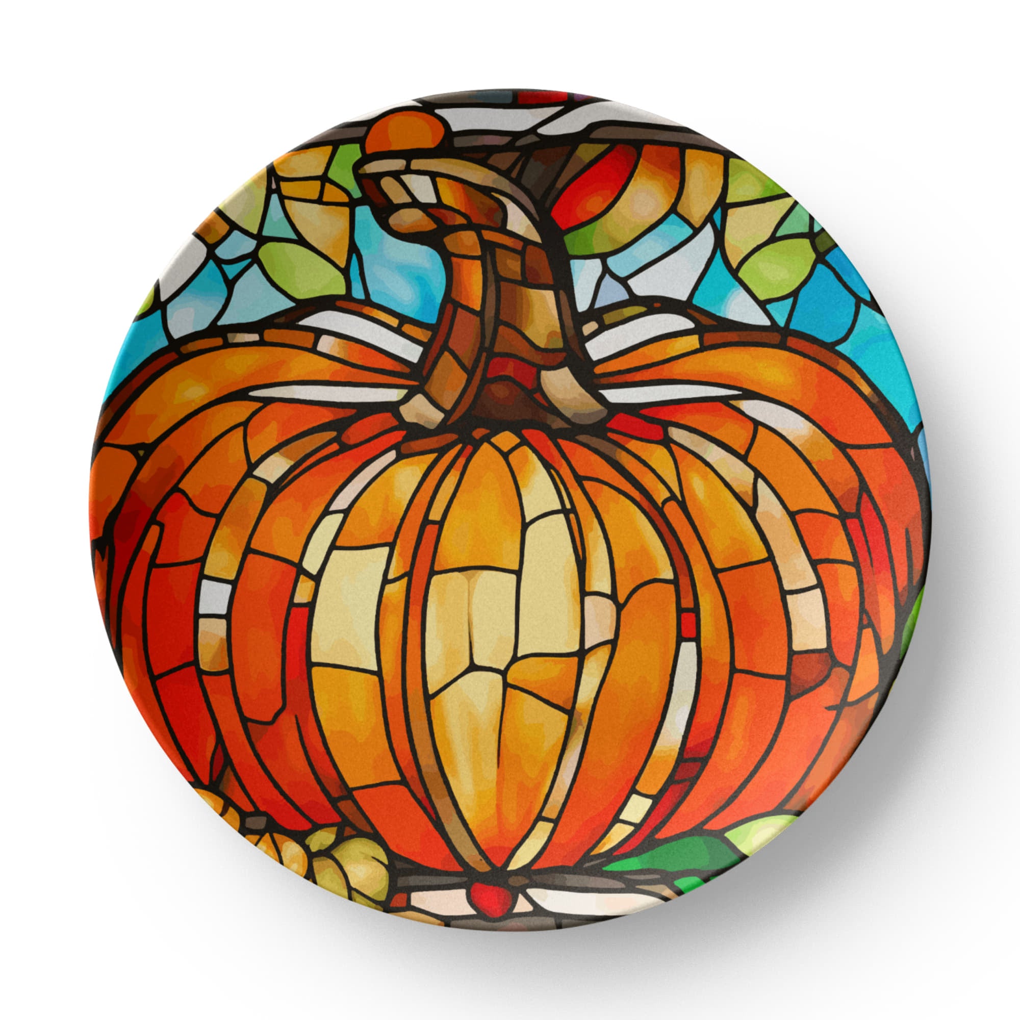 Stained Glass Orange Pumpkin Serving Plate