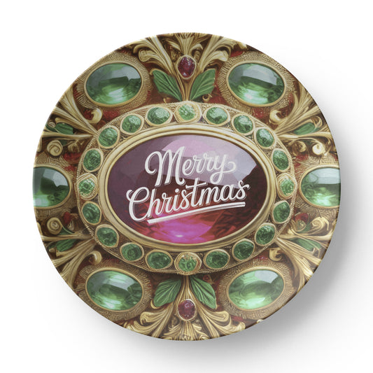 Ornate Golden Frame with Gemstones 10" Polymer Plate