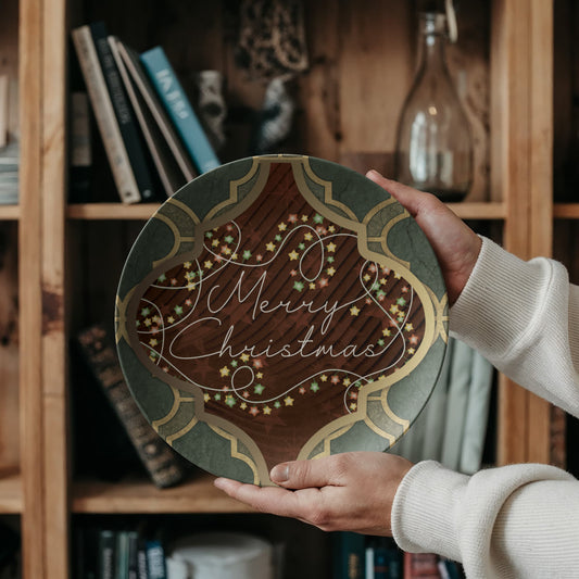 Merry Christmas Arabasque Tile 10" Polymer Plate