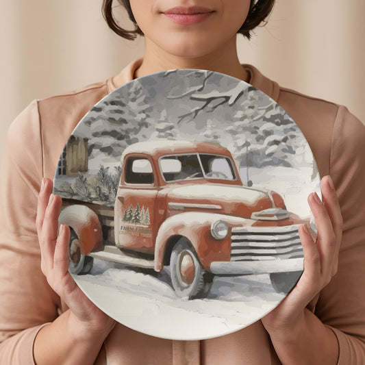 Farm Fresh Christmas Trees Vintage Truck 10" Plate