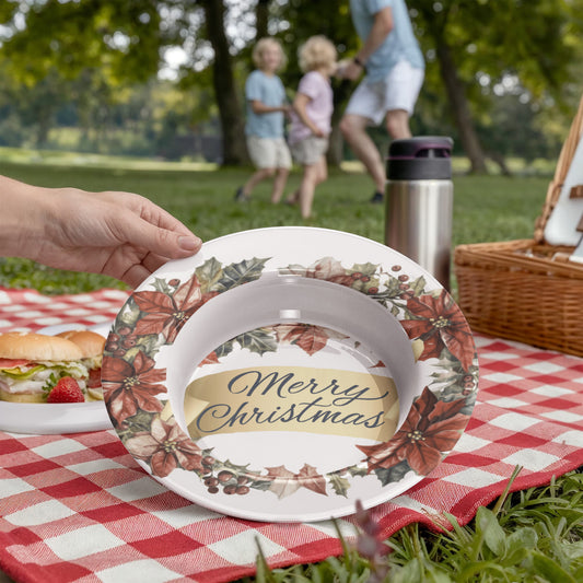 Merry Christmas Oval Wreath 8.5" Polymer Bowl