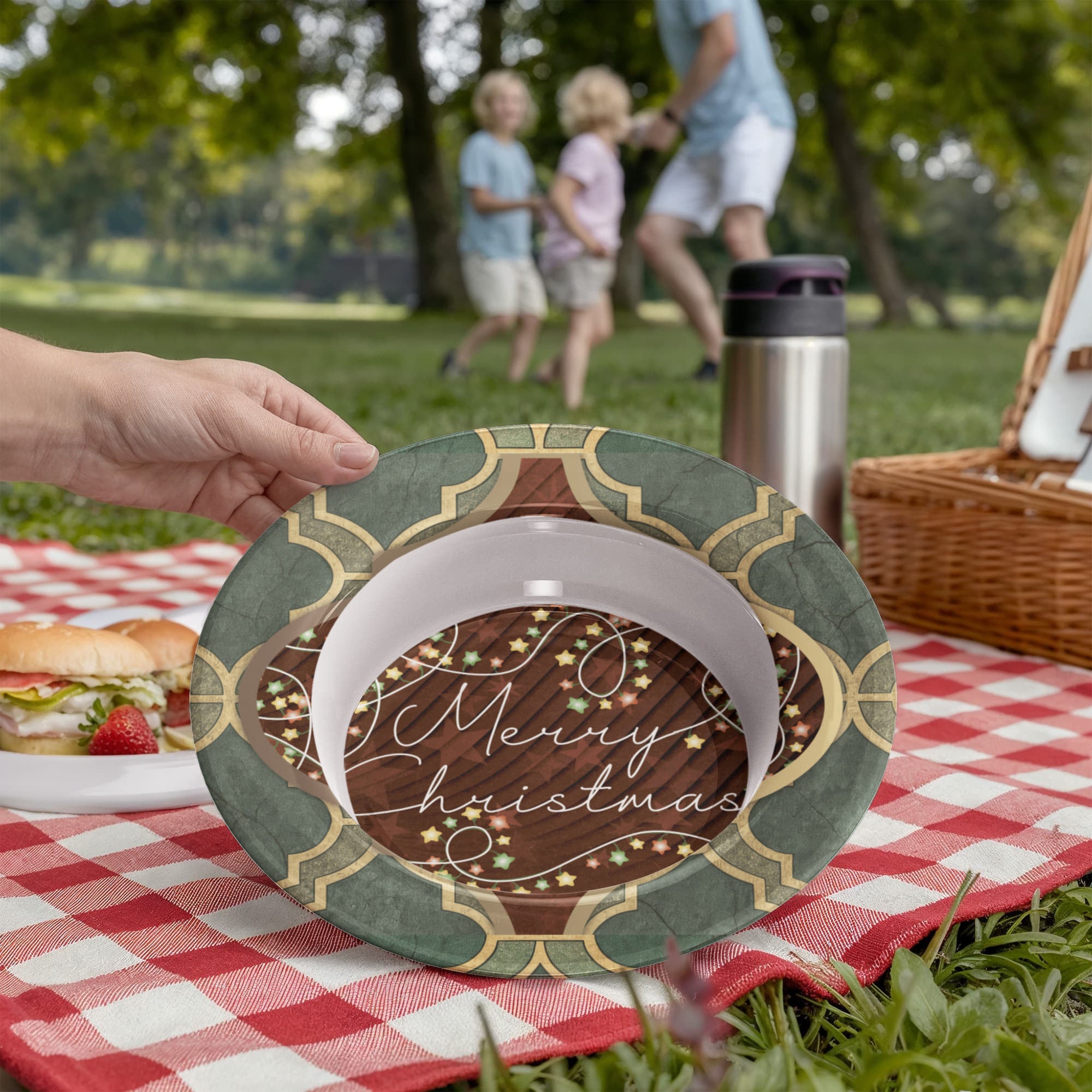 Merry Christmas Arabasque Tile 8.5