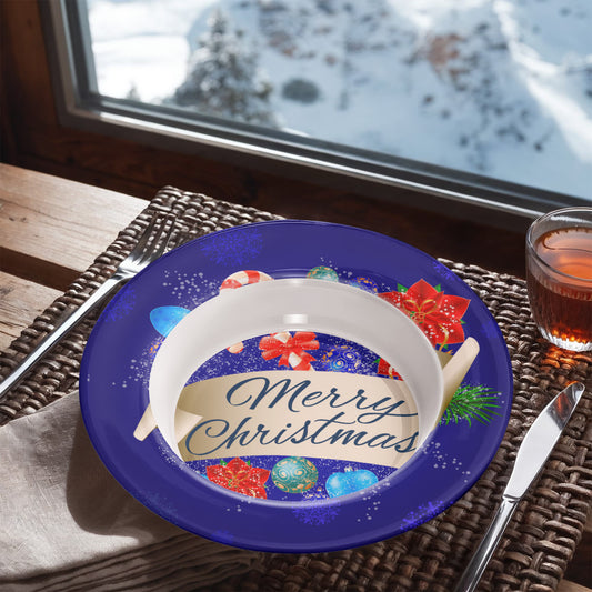 Blue Merry Christmas 8.5" Polymer Bowl