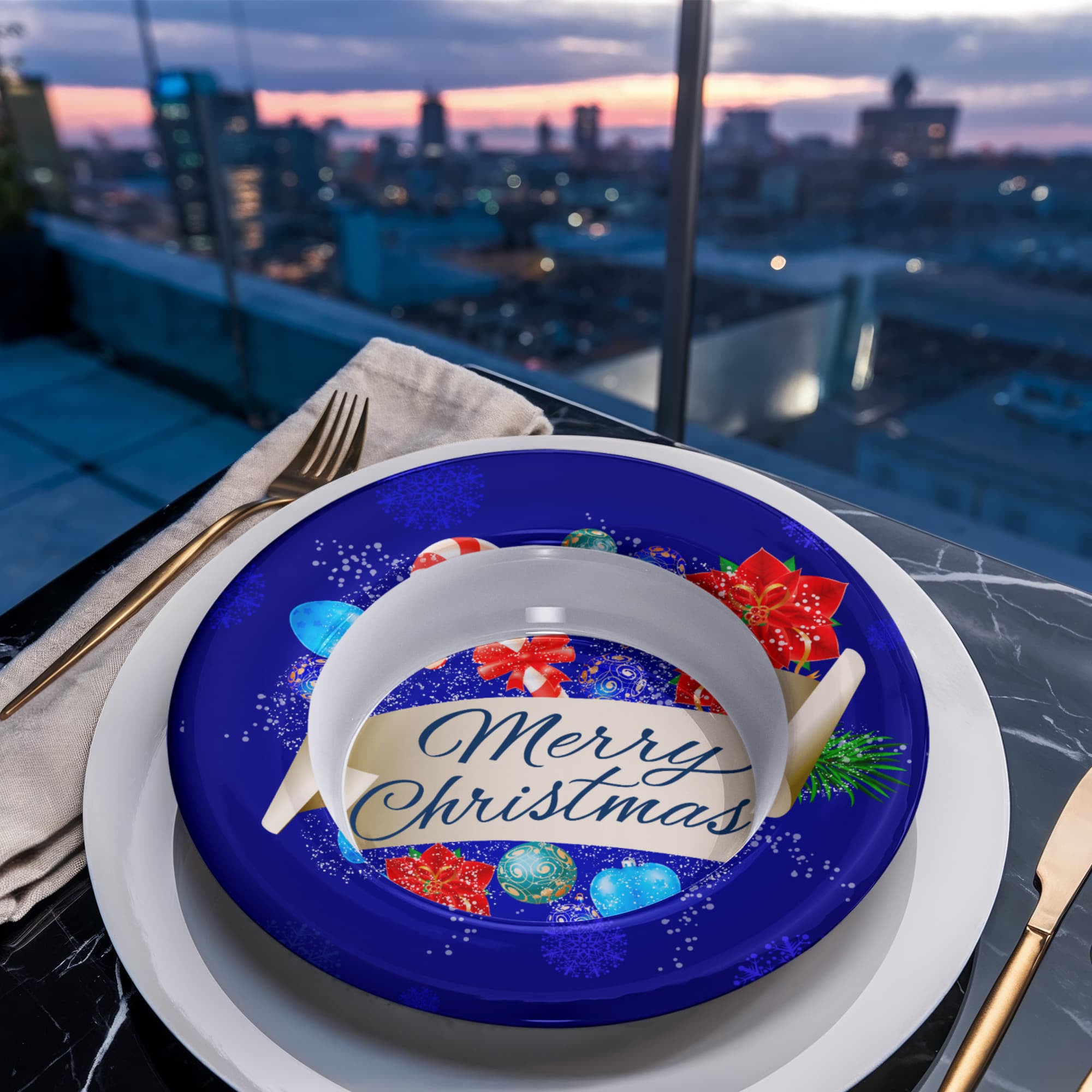 Blue Merry Christmas 8.5