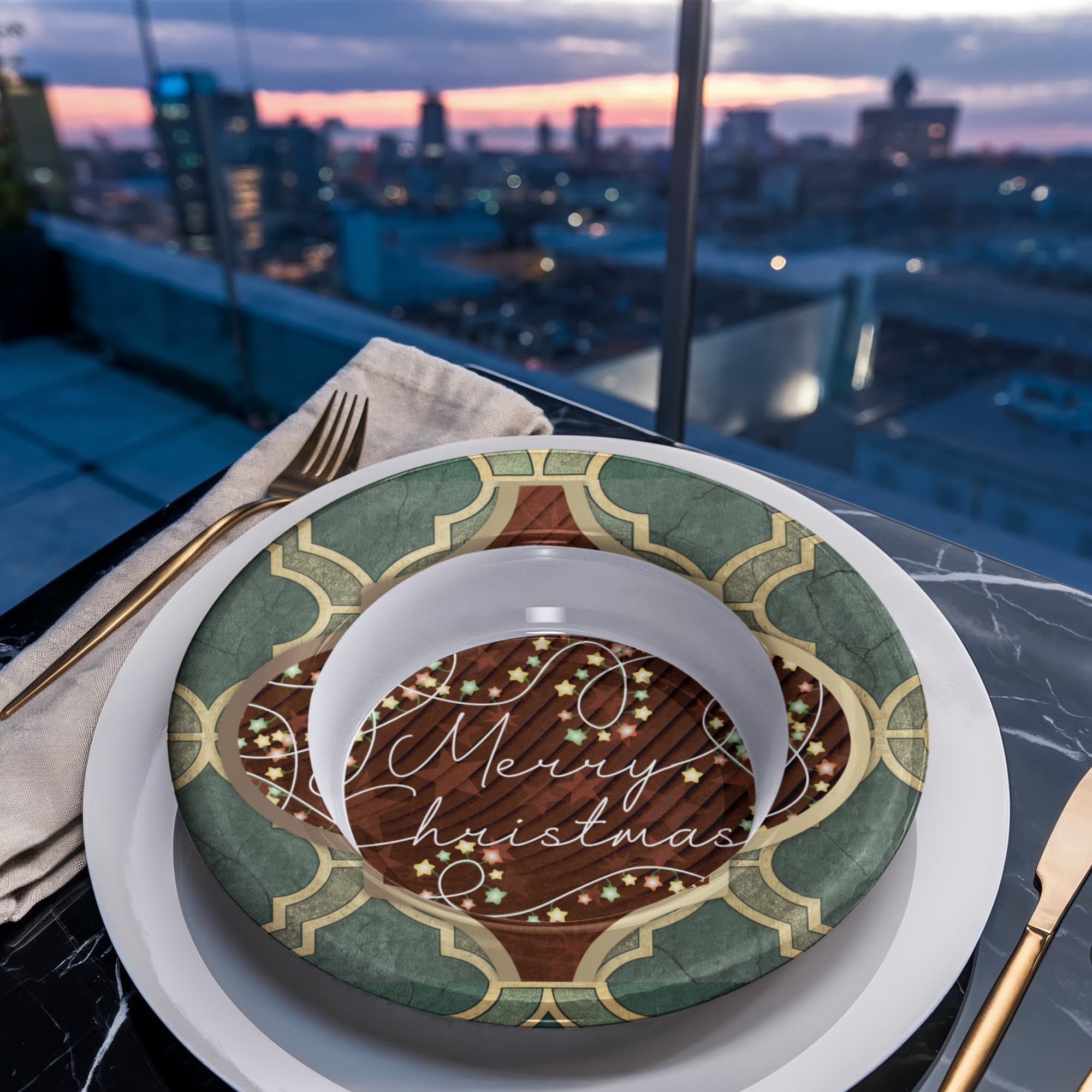 Merry Christmas Arabasque Tile 8.5