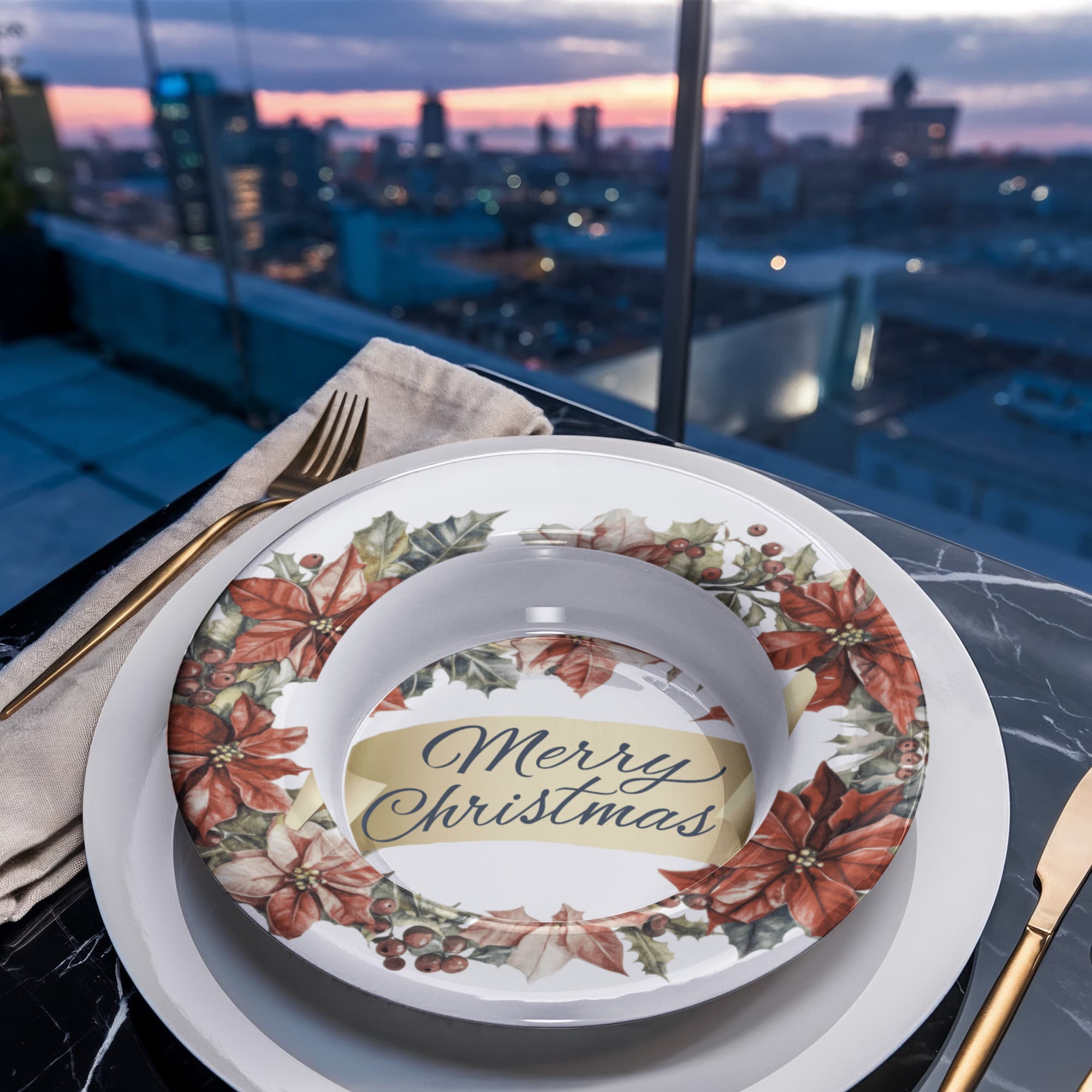 Merry Christmas Oval Wreath 8.5