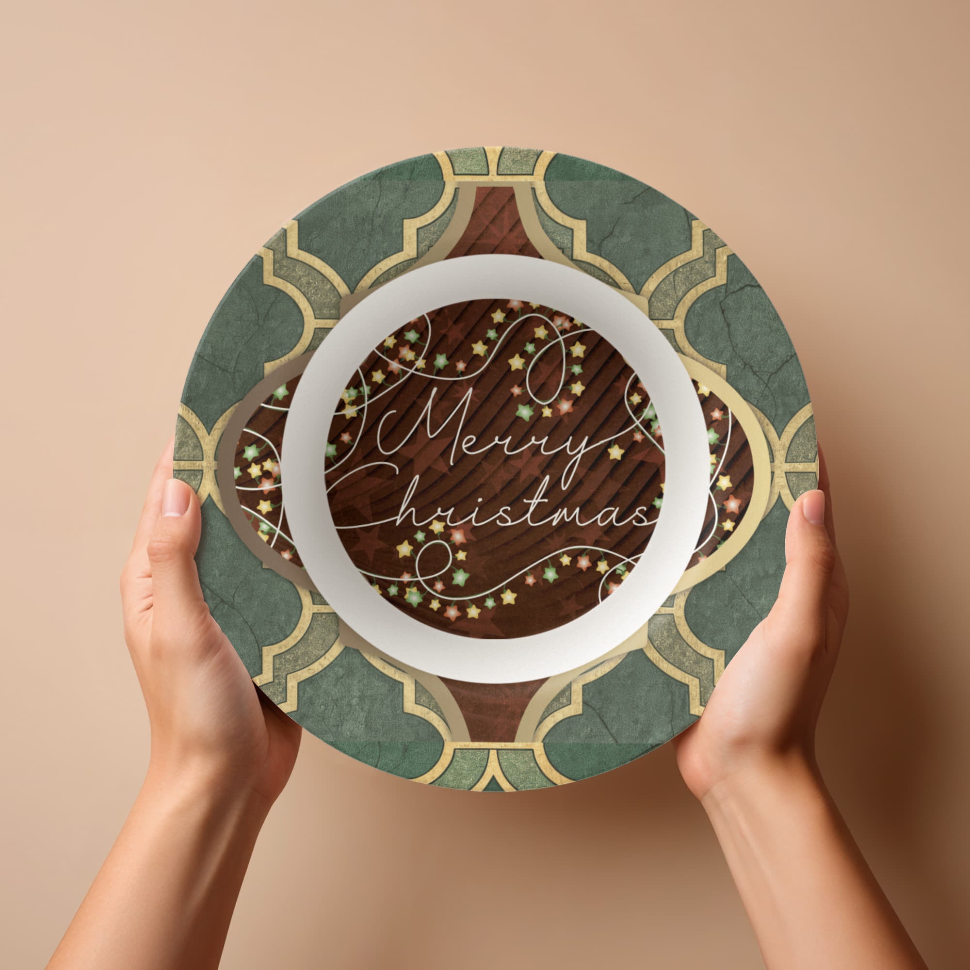 Merry Christmas Arabasque Tile 8.5