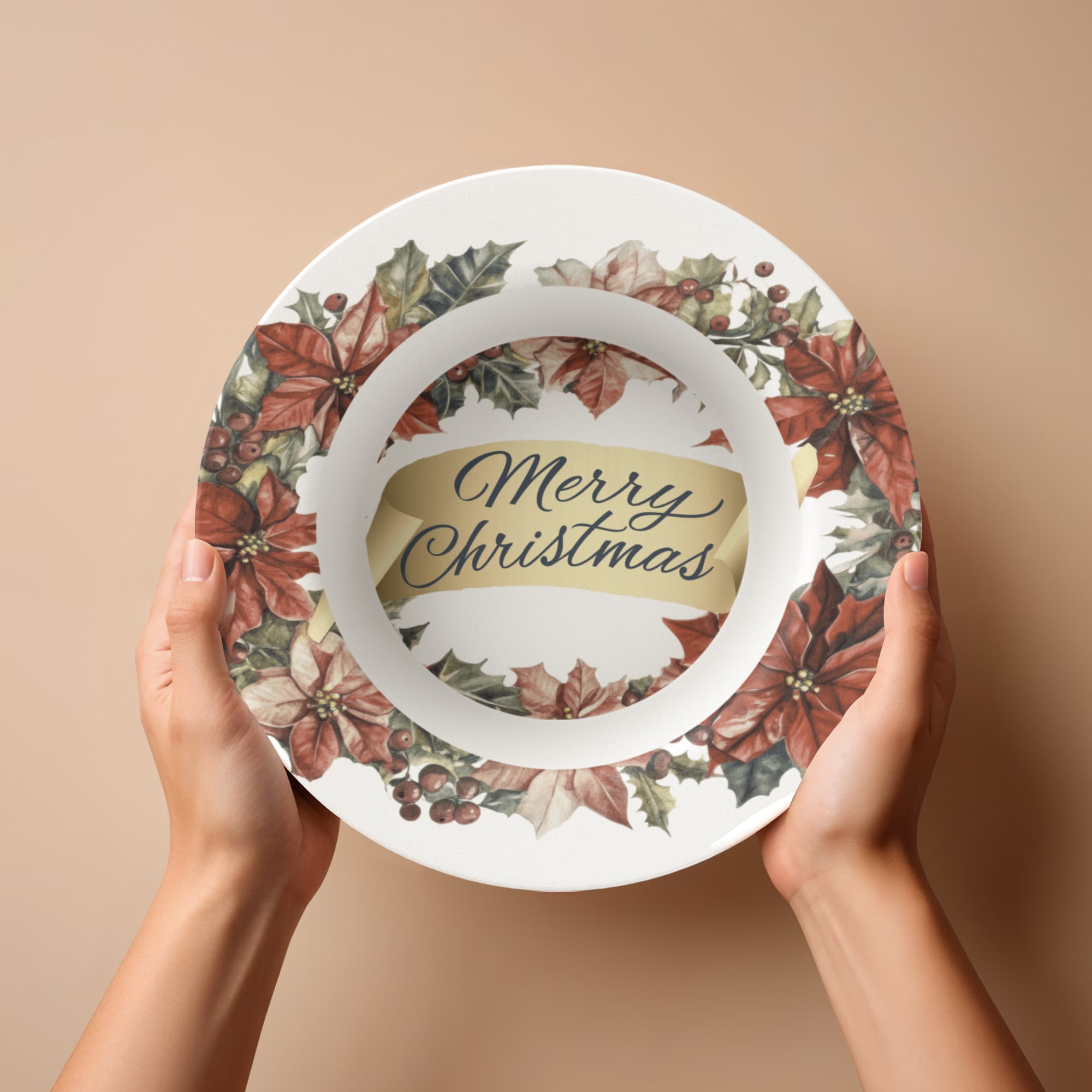 Merry Christmas Oval Wreath 8.5