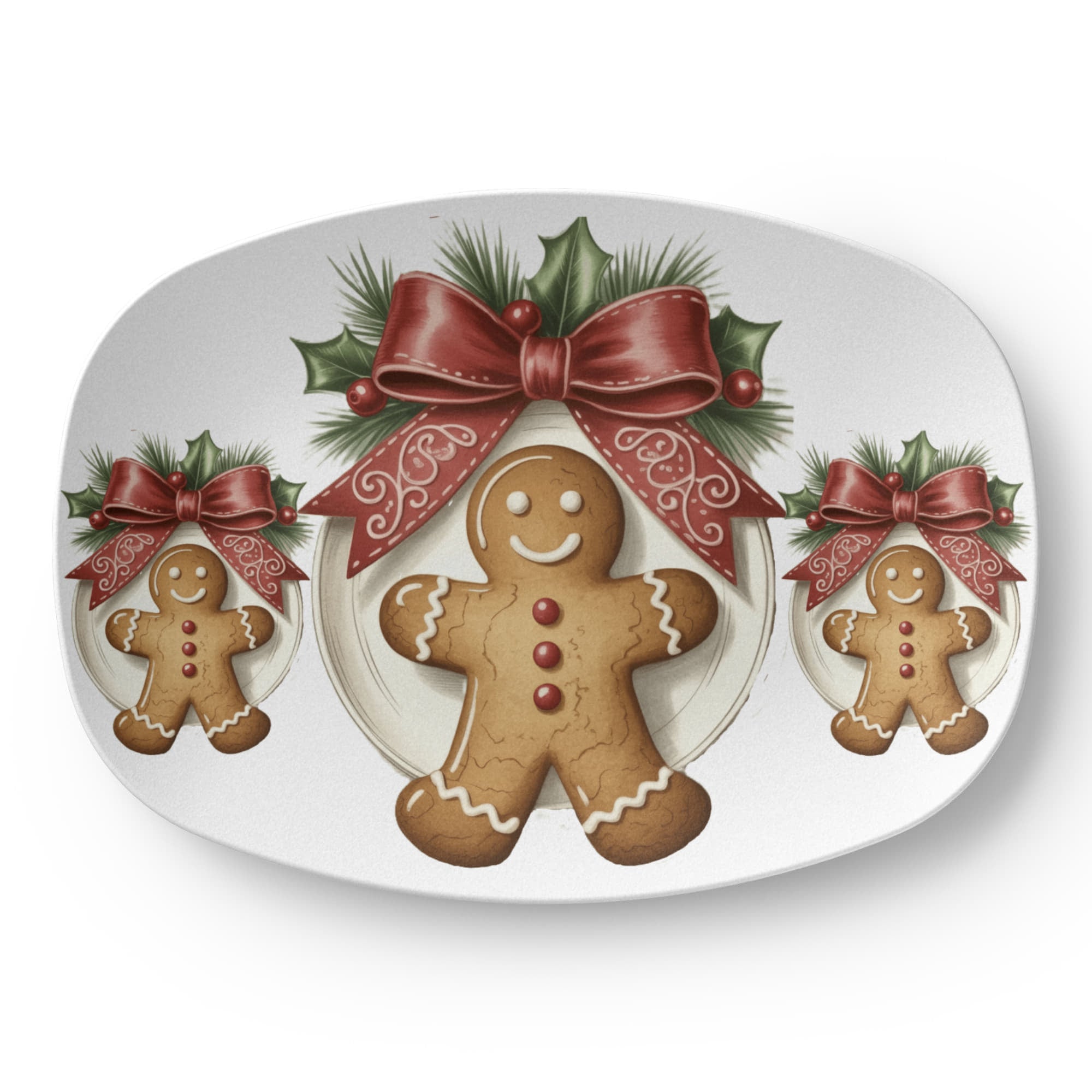 Christmas Gingerbread Man Oval Serving Platter - 10